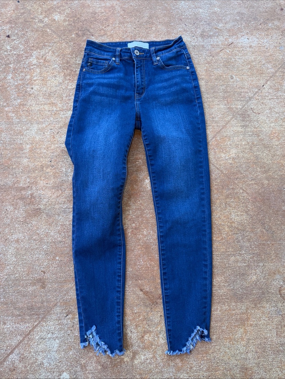 Kancan Jeans Angle Frayed Ankle Skinny Size 3/25 Blue Medium Wash